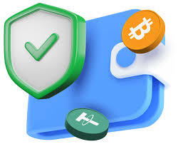 Crypto wallet security illustration with a shield protecting assets